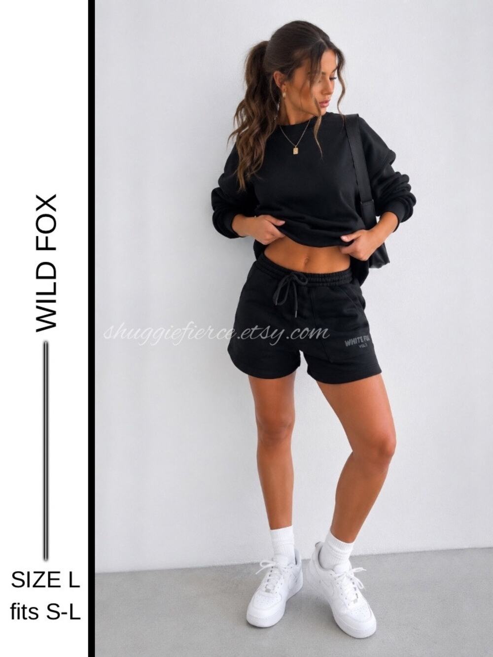MSRP: $45  ✨ White Fox Vol. 3 Fleece Lounge Shorts – Black | Size L (Fits S–L) ✨